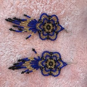 ‼️Blue Hand-made earring with Frida Khalo box‼️